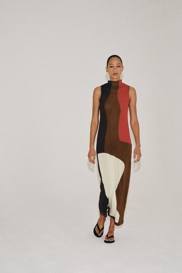 Zara Трикотажное платье в стиле COLOR BLOCK