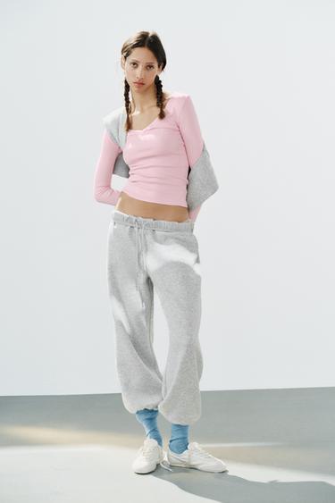 Zara Футболка в рубчик с длинными рукавами