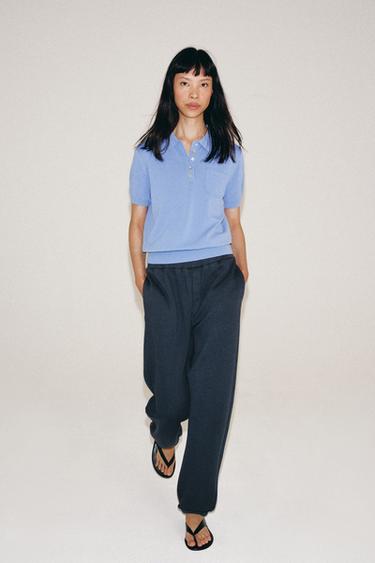 Zara Трикотажное поло с короткими рукавами