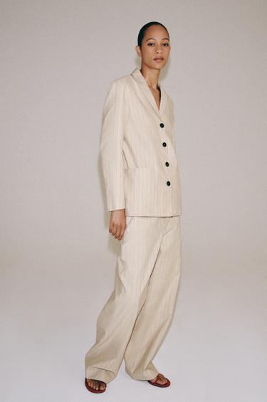 Zara Блейзер в полоску из льна — коллекция ZARA «ZW»