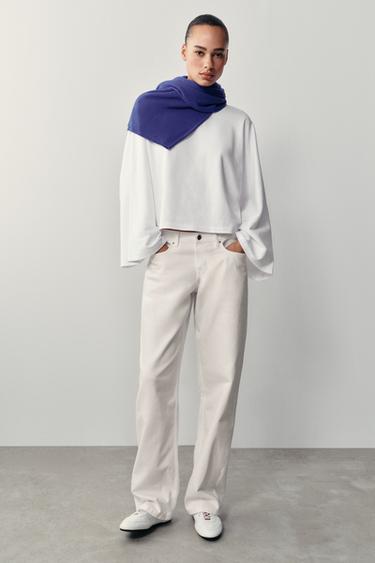 Zara Хлопковая футболка с широкими рукавами