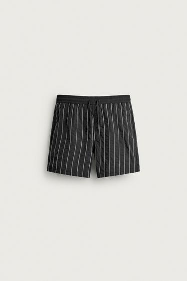 Zara Плавки средней длины с вышивкой в полоску купить с доставкой.