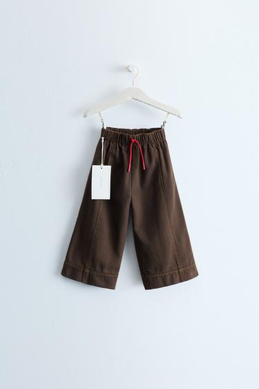 Брюки Wide Leg из канваса Zara Timeless с контрастной отстрочкой