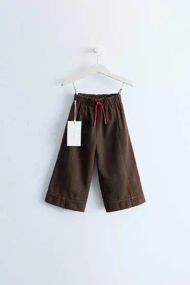 Брюки Wide Leg из канваса Zara Timeless с контрастной отстрочкой