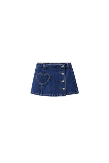 Zara Джинсовая юбка с карманом «сердце»