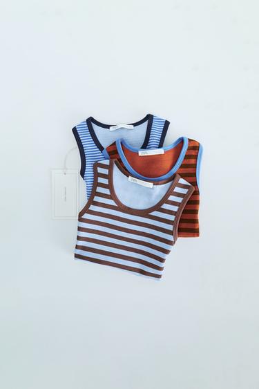Zara ZARA «TIMELESS» — набор из трех футболок в рубчик в полоску купить с доставкой.