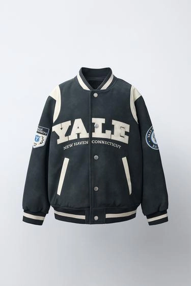 Бомбер с эффектом кожи и принтом yale university™- Заказать в России