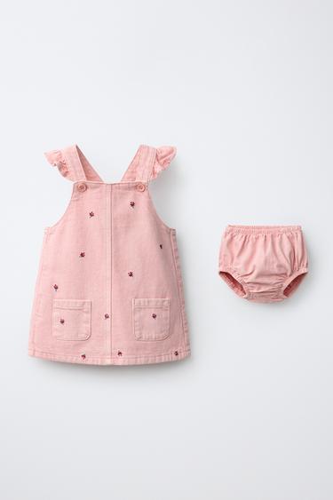Zara Платье-сарафан из твила с цветочным принтом и трусики