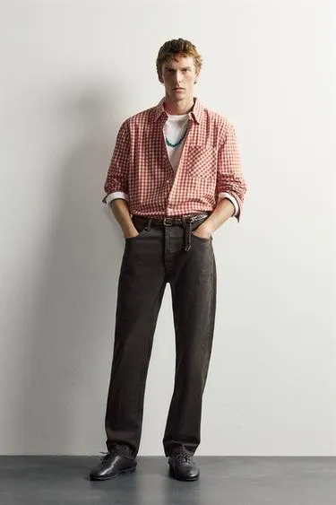 Рубашка в клетку из твила Aaron Levine X Zara