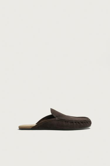 Zara Кожаные лоферы с открытой пяткой