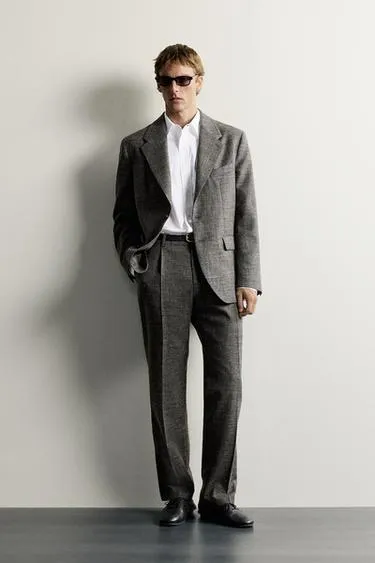 Костюмные брюки из шерсти и льна Aaron Levine X Zara- Заказать в России