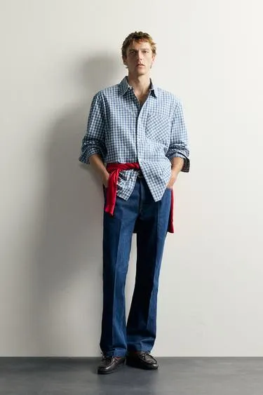 Рубашка в клетку из твила Aaron Levine X Zara