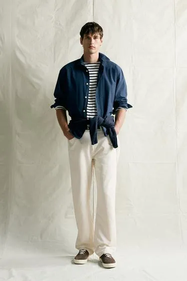 Рубашка Relaxed Fit из хлопка индиго- Заказать в России