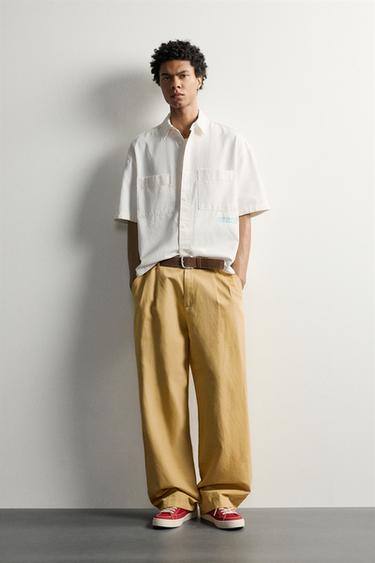 Рубашка Relaxed Fit с контрастной надписью