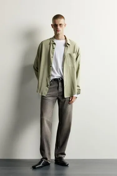 Рубашка Relaxed Fit из струящейся ткани- Заказать в России