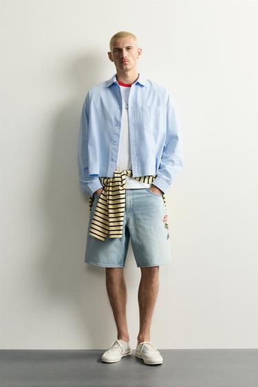 Zara Джинсовые шорты с нашивками купить с доставкой.