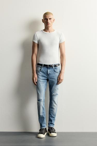Zara Джинсы скинни с разрезами