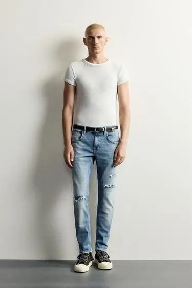 Джинсы Skinny с разрезами