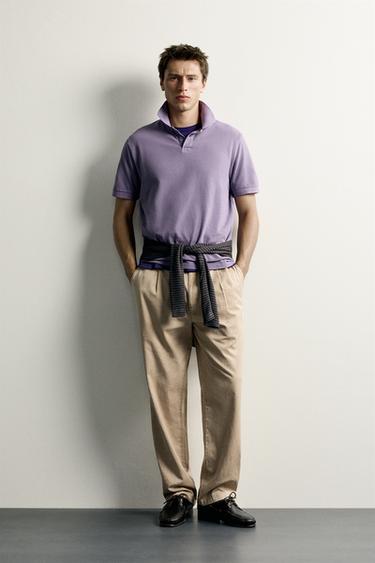 Поло Regular Fit из ткани пике с эффектом стирки