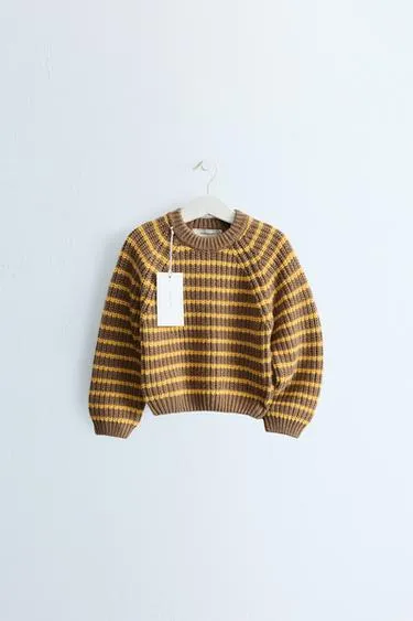 Zara Timeless – трикотажный свитер в полоску из хлопка и шерсти