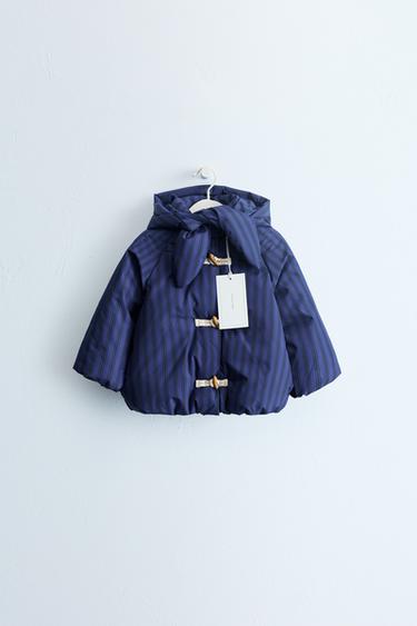 Zara Timeless — пальто в полоску со съемным капюшоном- Заказать в России