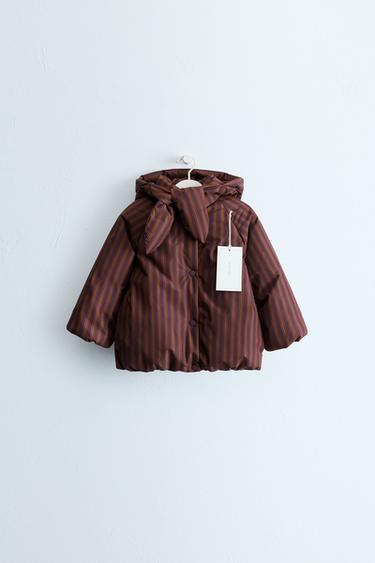 Zara Timeless — полосатое пальто со съемным капюшоном