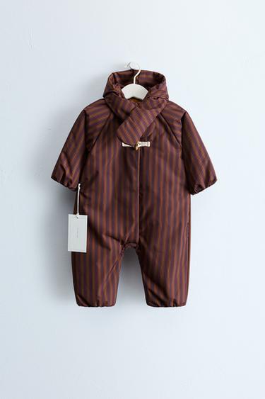 Zara Timeless — нейлоновый комбинезон в полоску со съемным капюшоном- Заказать в России