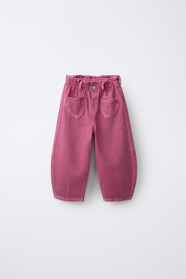 Брюки Baggy из твила с карманами в форме сердец- Заказать в России