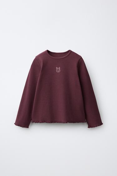 Zara Лонгслив в рубчик с вышивкой