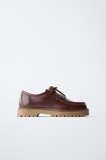 Zara Кожаные туфли WALLABEE с бахромой