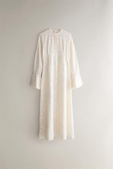 Zara Хлопковое платье с цветочным кружевом купить с доставкой.