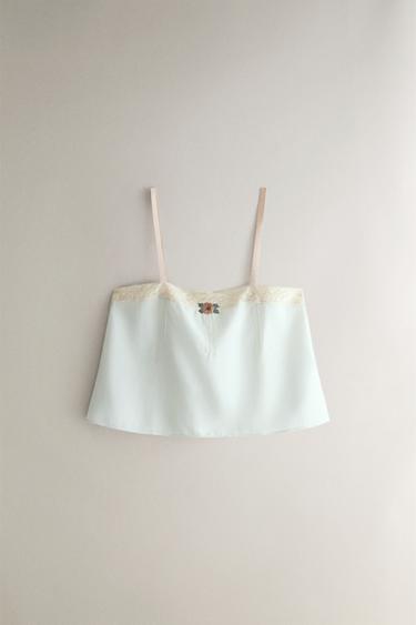 Zara Топ с цветочным кружевом