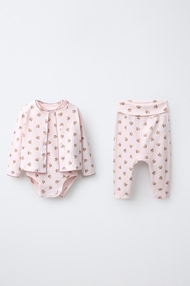 Zara Комплект из куртки, боди и легинсов с цветочным принтом