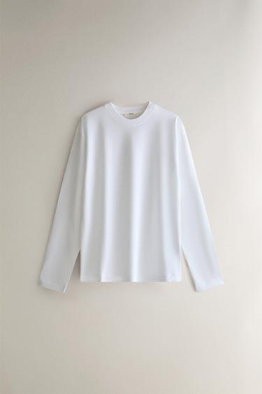 Zara Футболка из хлопка с длинным рукавом