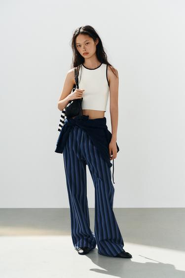 Zara Укороченный топ с контрастной отделкой