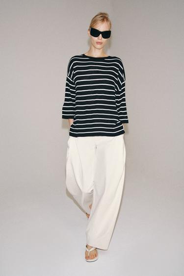 Zara Трикотажный топ с рукавами 3/4