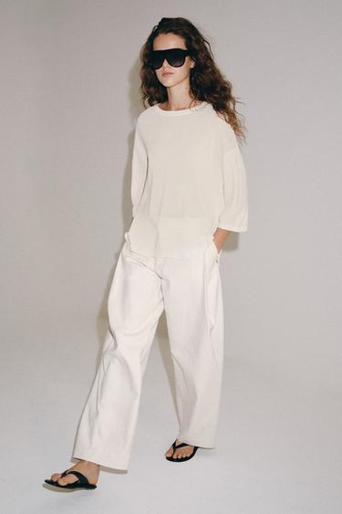Zara Трикотажный топ с рукавами три четверти