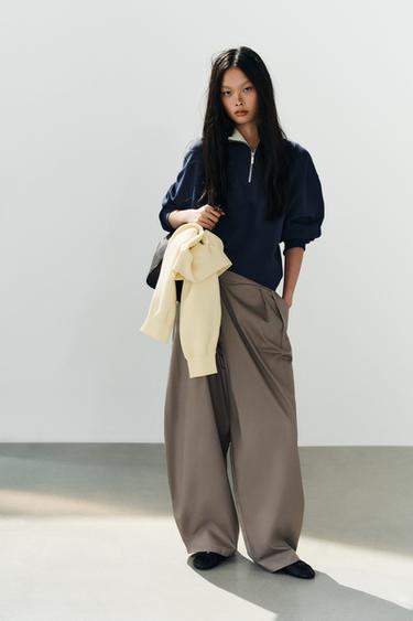 Zara Брюки с асимметричной талией и защипами