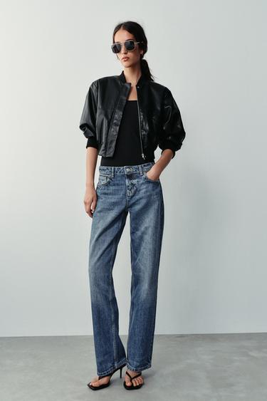 Zara Бомбер из искусственной кожи с подплечниками