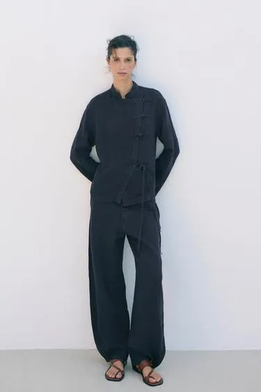 Брюки-баррель из 100% льна — Zw Collection