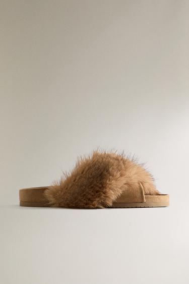Zara Асимметричные сандалии с искусственным мехом