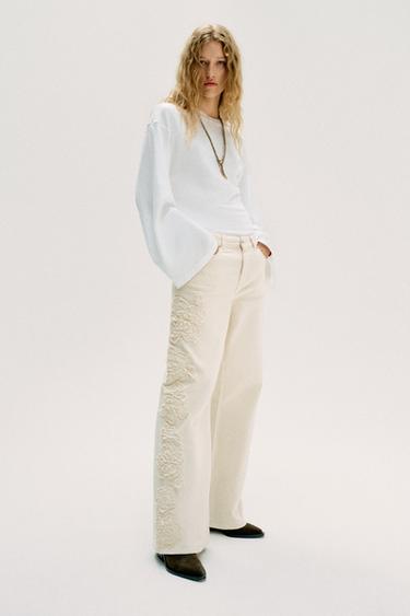 Zara Джинсы Z1975  с цветочной фактурой