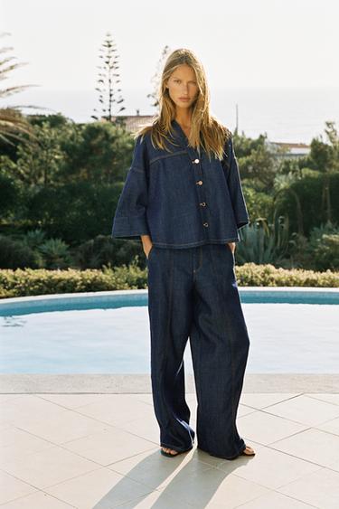 Zara Джинсовая рубашка Z1975 с широкими рукавами