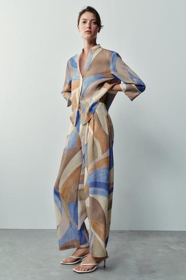 Zara Широкие брюки с принтом купить с доставкой.