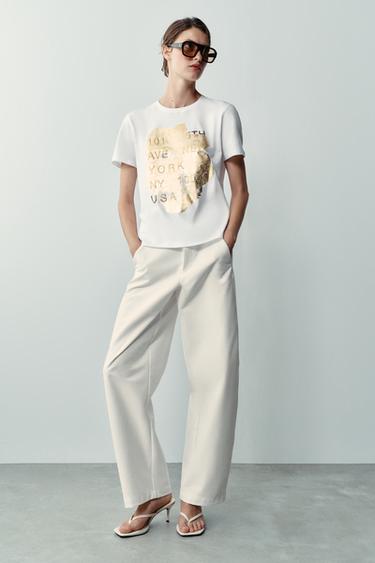 Zara Футболка с эффектом металлик