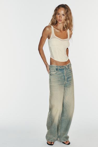 Zara Топ в стиле корсета из комбинированной ткани