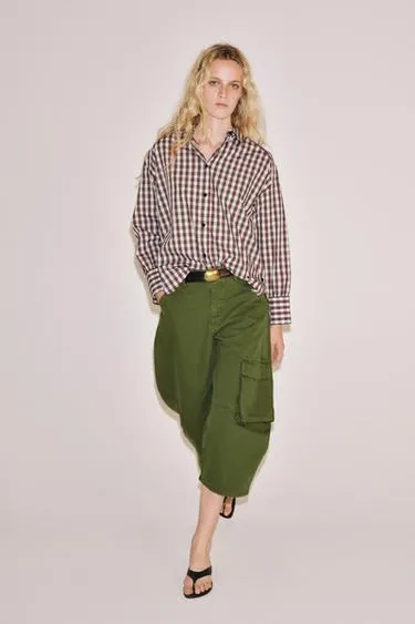 Рубашка оверсайз в клетку — коллекция Zara «Zw»- Заказать в России