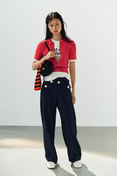 Zara Трикотажное поло в рубчик