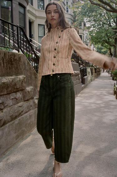 Zara Жаккардовая куртка в полоску с цветочным принтом купить с доставкой.