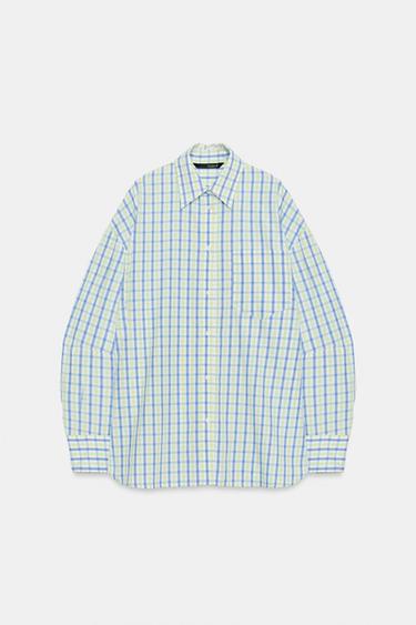 Zara Рубашка оверсайз из поплина в клетку купить с доставкой.